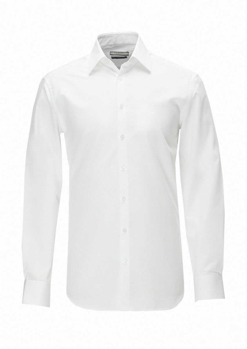 White Striped Regular Fit Weaving Classical 100% Cotton Shirt - 6