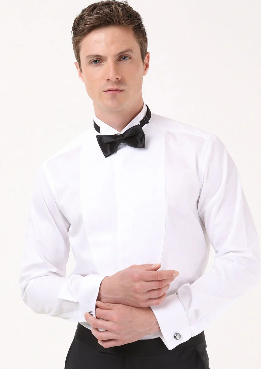 White Striped Slim Fit Weaving Casual 100% Cotton Shirt - 2