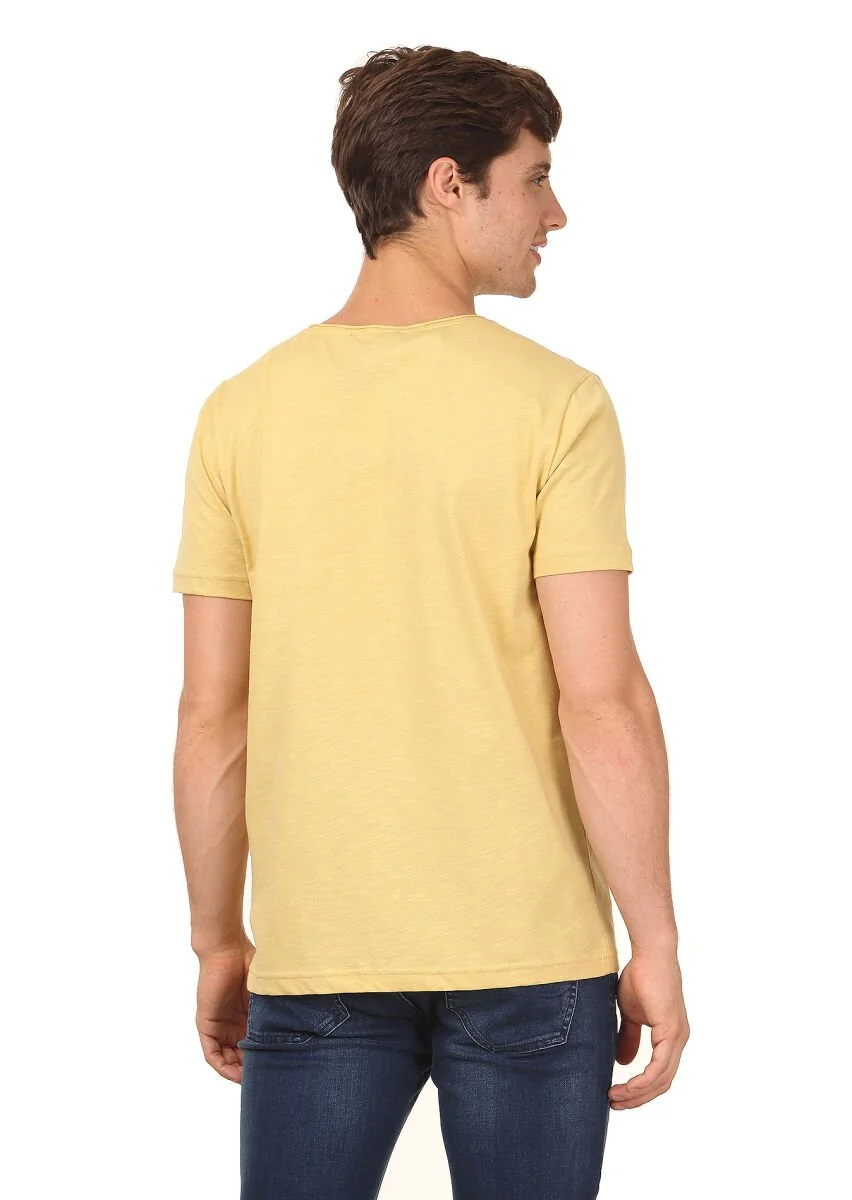 Yellow Plain 100% Cotton T-Shirt - 4
