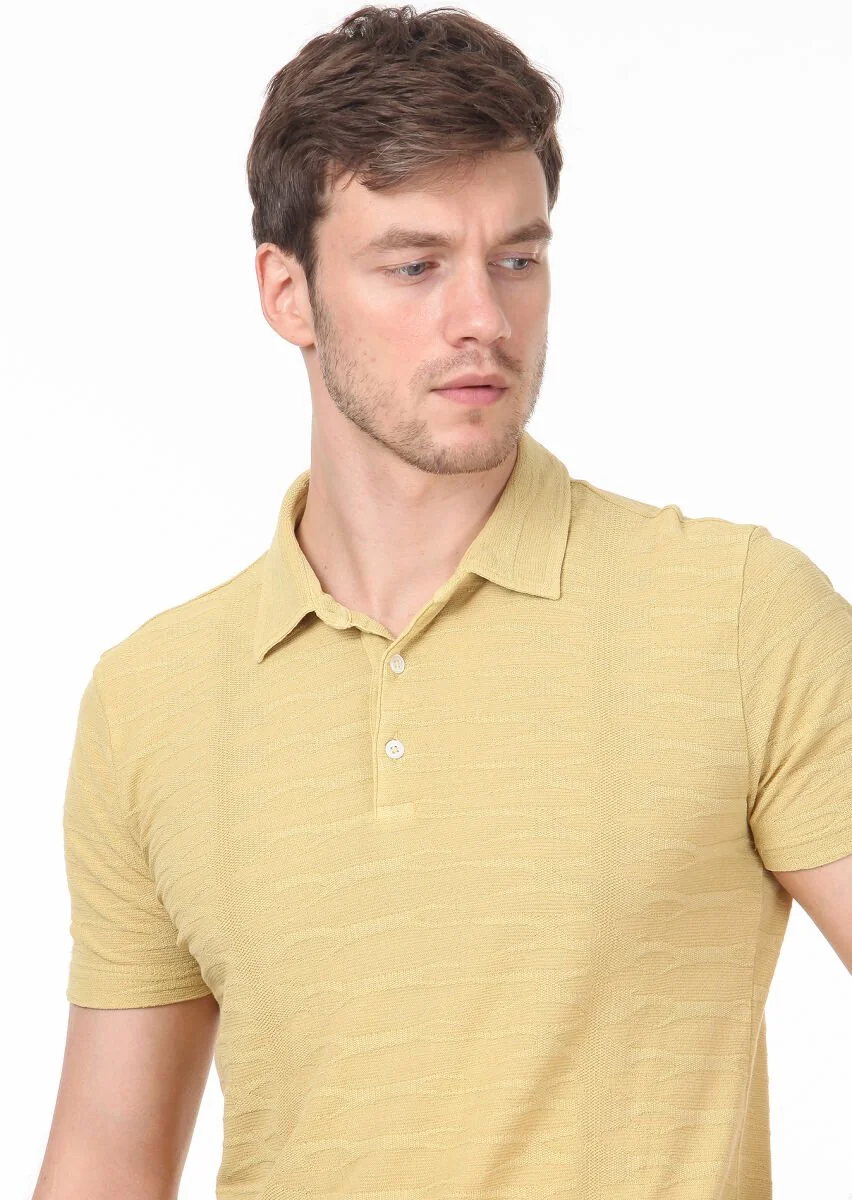 Yellow Polo Neck 100% Cotton T-Shirt - 2
