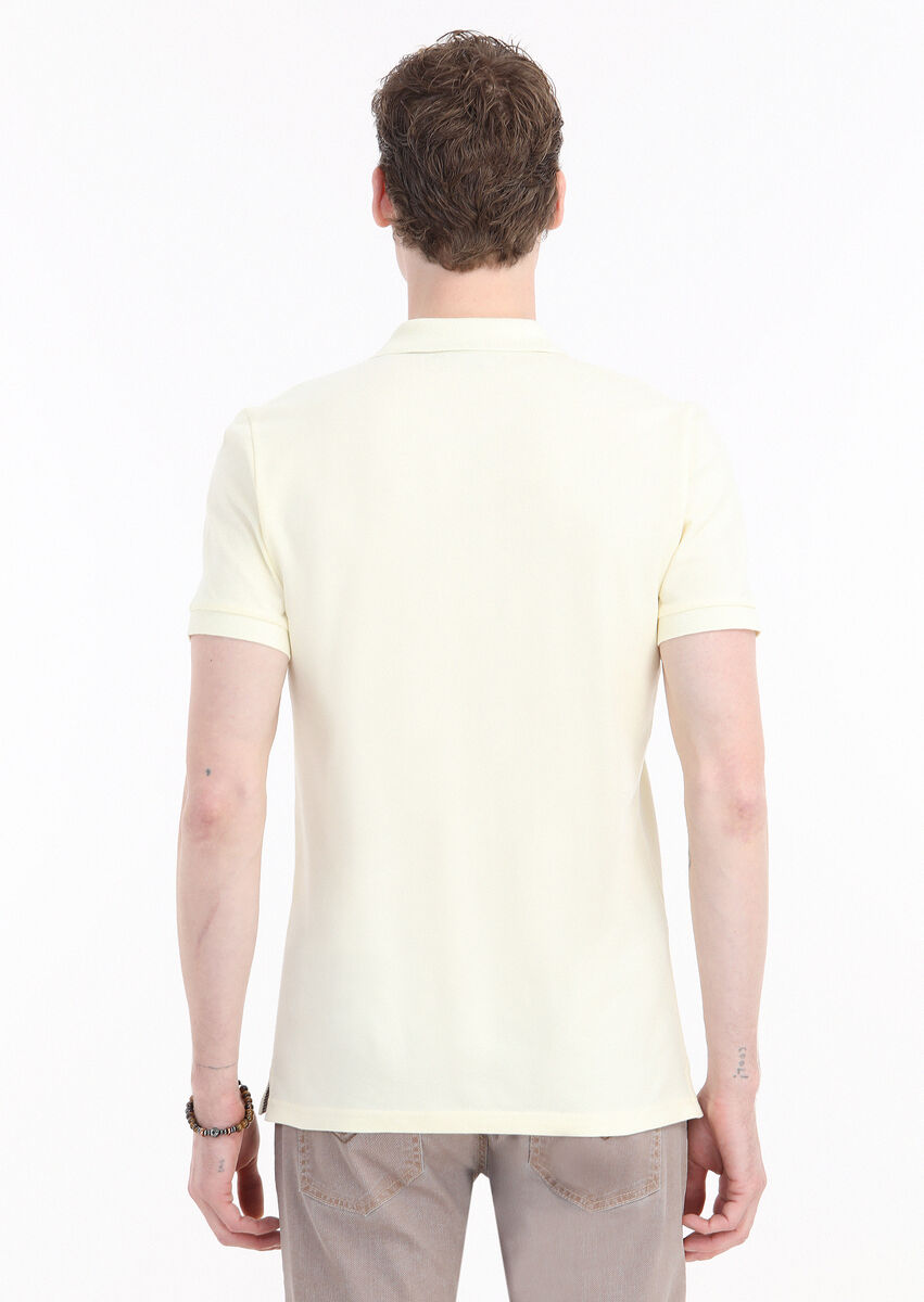 Yellow Printed Polo Neck 100% Cotton T-Shirt - 5