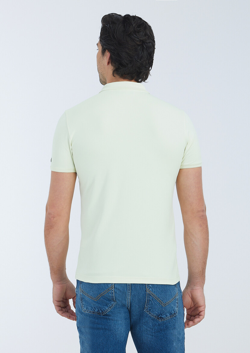 Yellow Printed Polo Neck Cotton Blended T-Shirt - 5