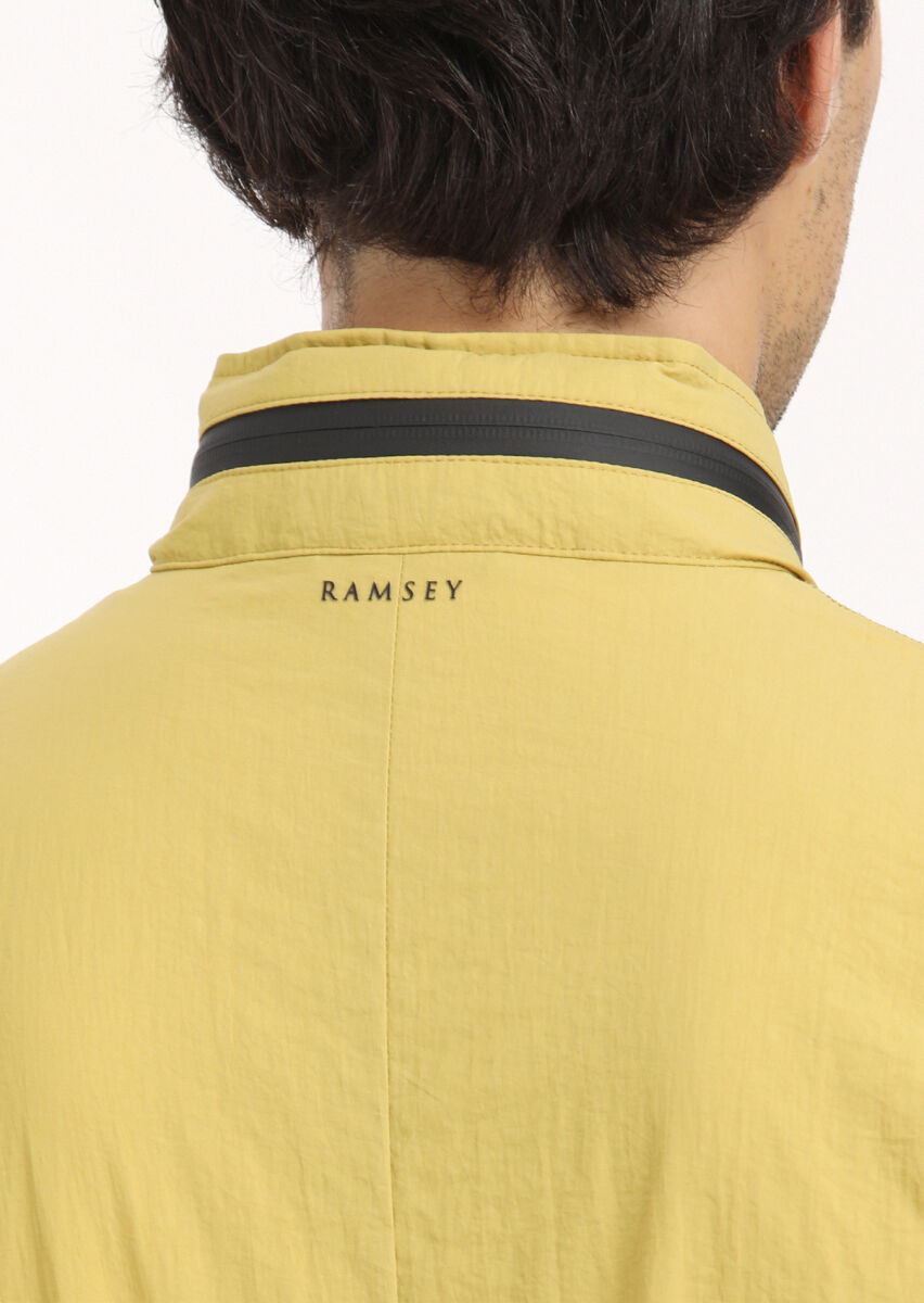 Yellow Regular Fit Turtleneck Casual Weaving Removable Hood Coat - 6