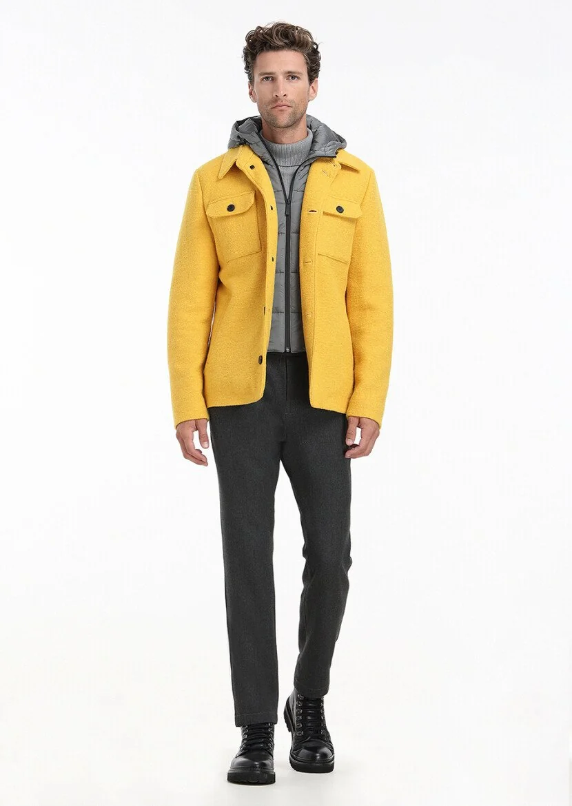 Yellow Removable Hood Knitting Coat - 6