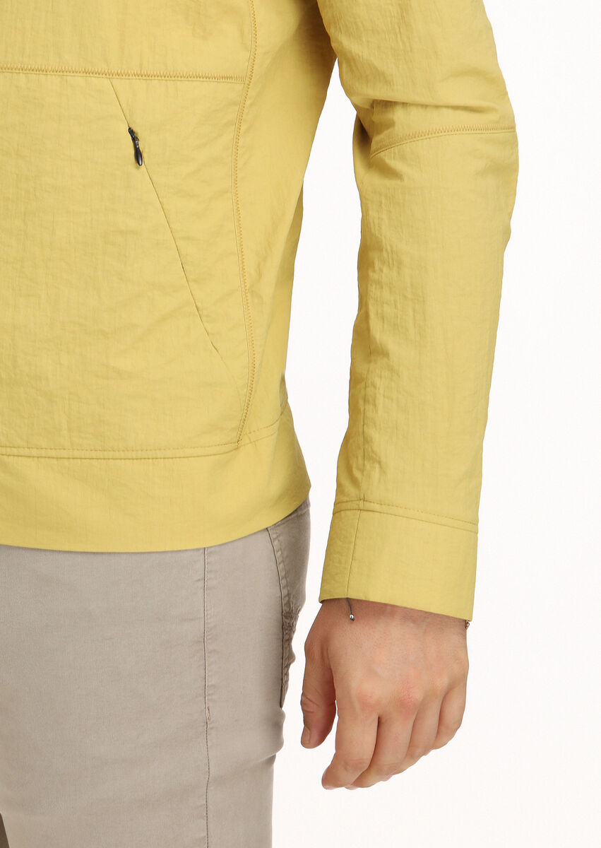 Yellow Removable Hood Weaving Coat - 4