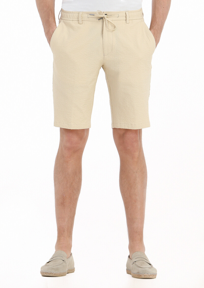 Yellow Weaving Jogging Fit Casual Cotton Blended Bermuda 