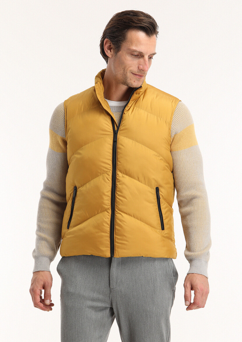 Yellow Weaving Puffer Vest - 3