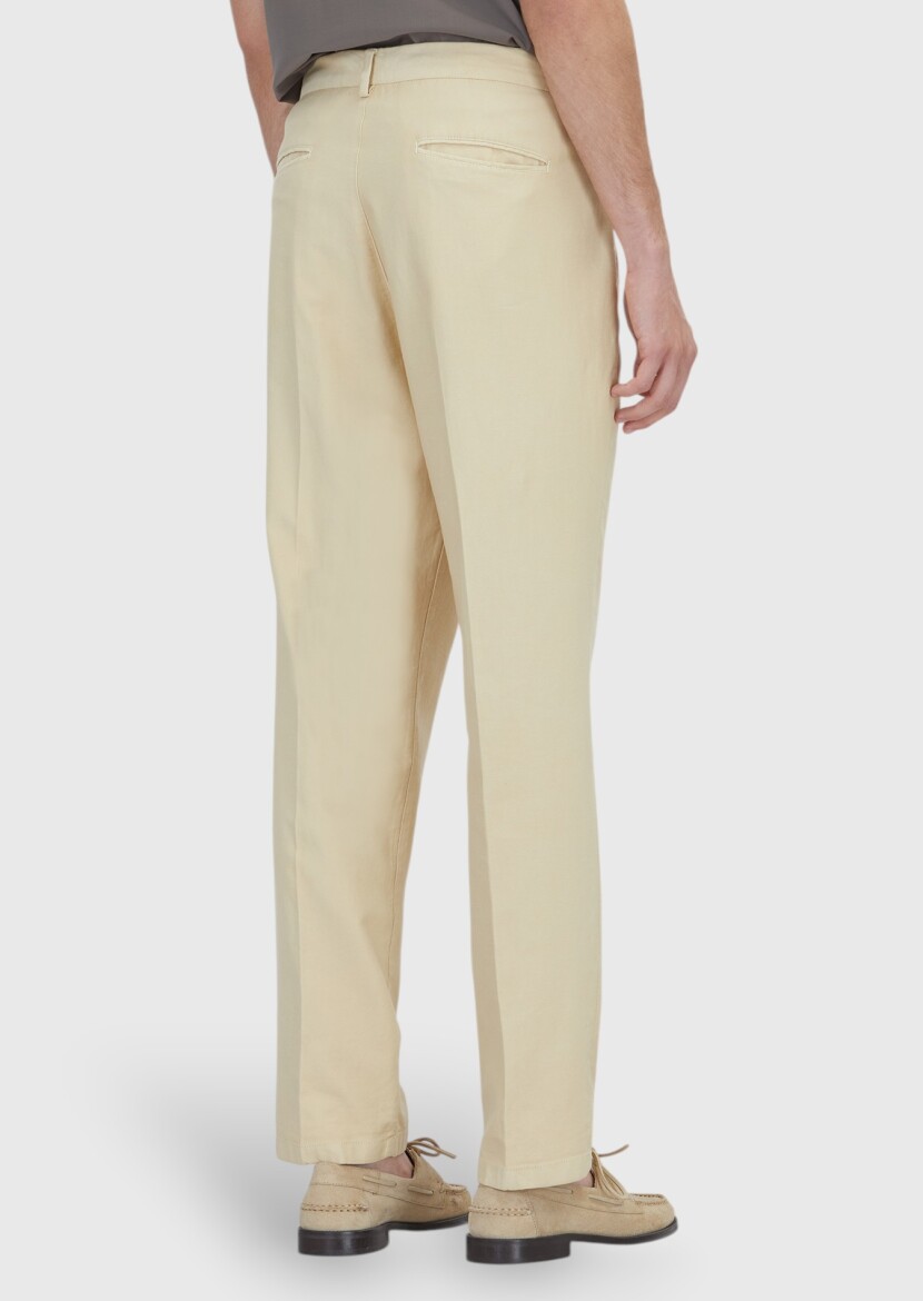 Yellow Weaving Regular Fit Casual Cotton Blended Trousers - 4