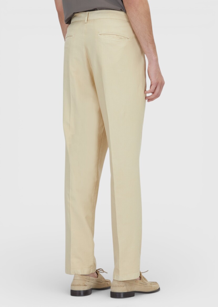 Yellow Weaving Regular Fit Casual Cotton Blended Trousers - 4