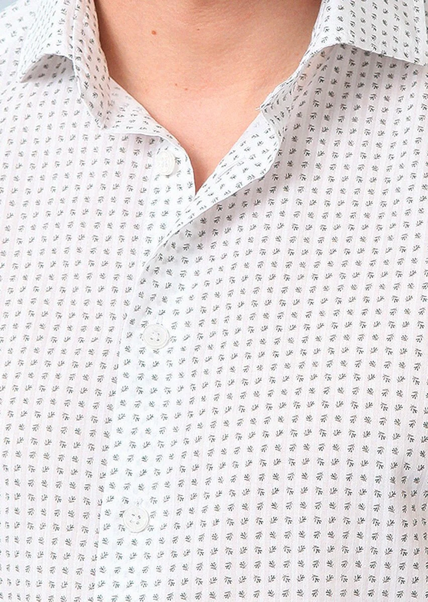 Yeşil Baskılı Regular Fit Dokuma Casual %100 Pamuk Gömlek - 5