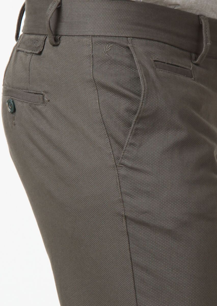 Yeşil Düz Dokuma Regular Fit Casual Pamuk Karışımlı Pantolon - 2