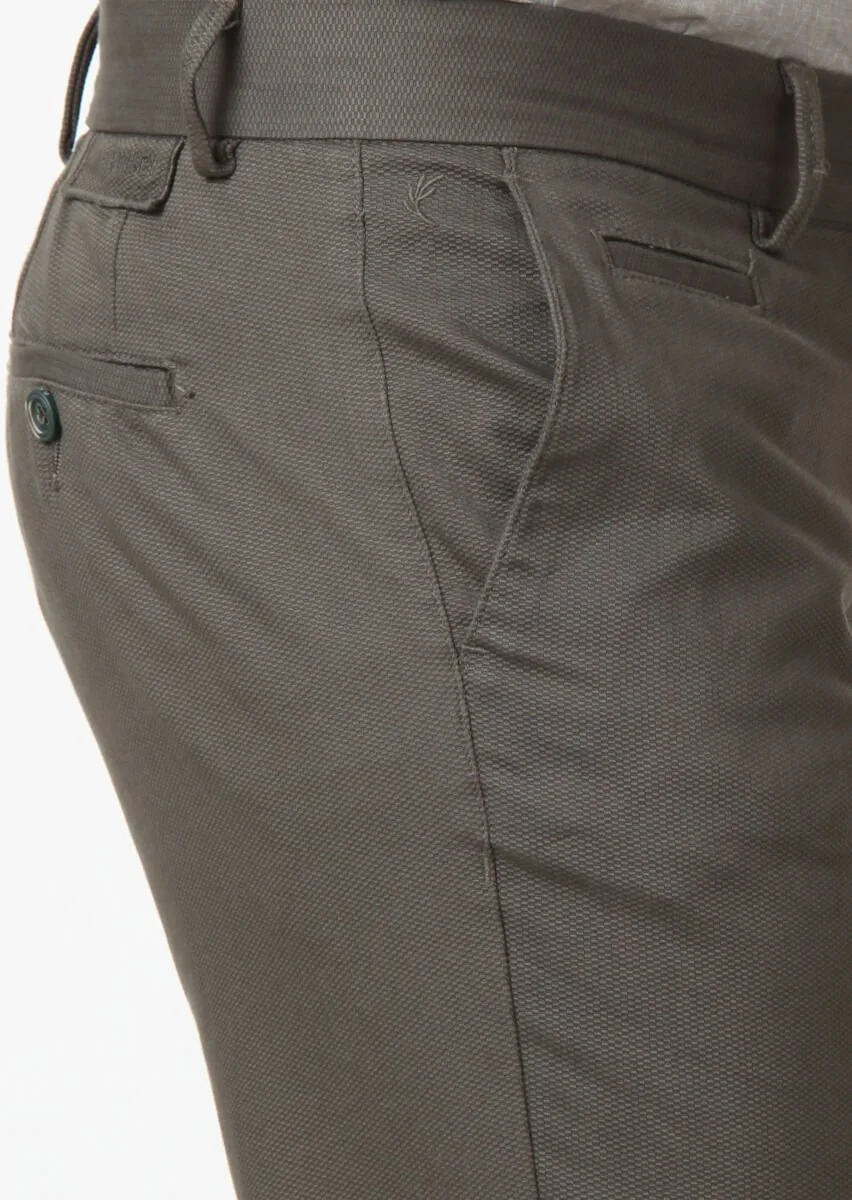 Yeşil Düz Dokuma Regular Fit Casual Pamuk Karışımlı Pantolon - 3