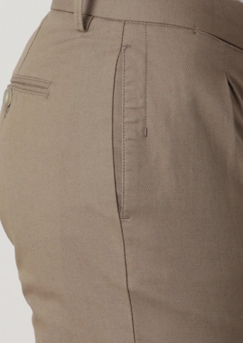 Yeşil Düz Dokuma Slim Fit Casual Pamuk Karışımlı Pantolon - 3