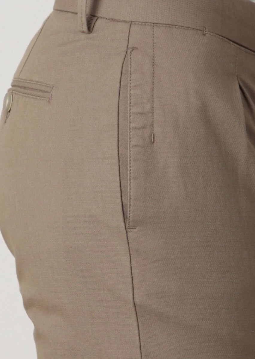 Yeşil Düz Dokuma Slim Fit Casual Pamuk Karışımlı Pantolon - 3