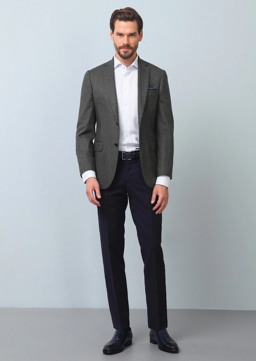 Yeşil Mikro Regular Fit İpek Karışımlı Ceket - 4