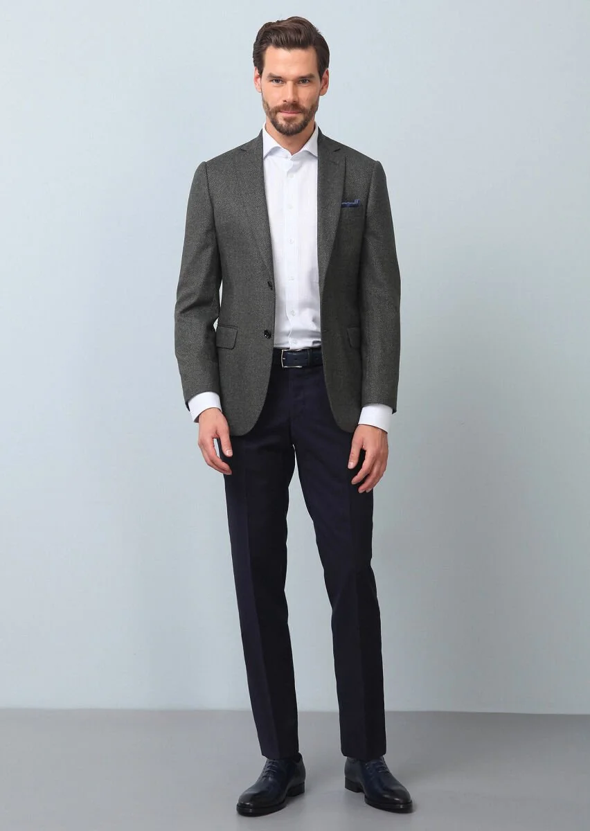 Yeşil Mikro Regular Fit İpek Karışımlı Ceket - 4