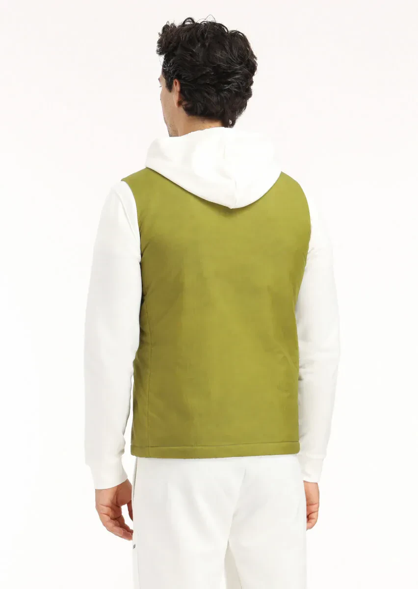 Yeşil Regular Fit Dik Yaka Casual Dokuma Spor Yelek - 6