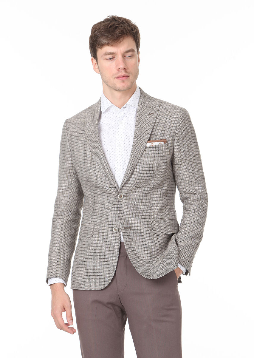 Yeşil Zeroweight Slim Fit %100 Keten Ceket - 1